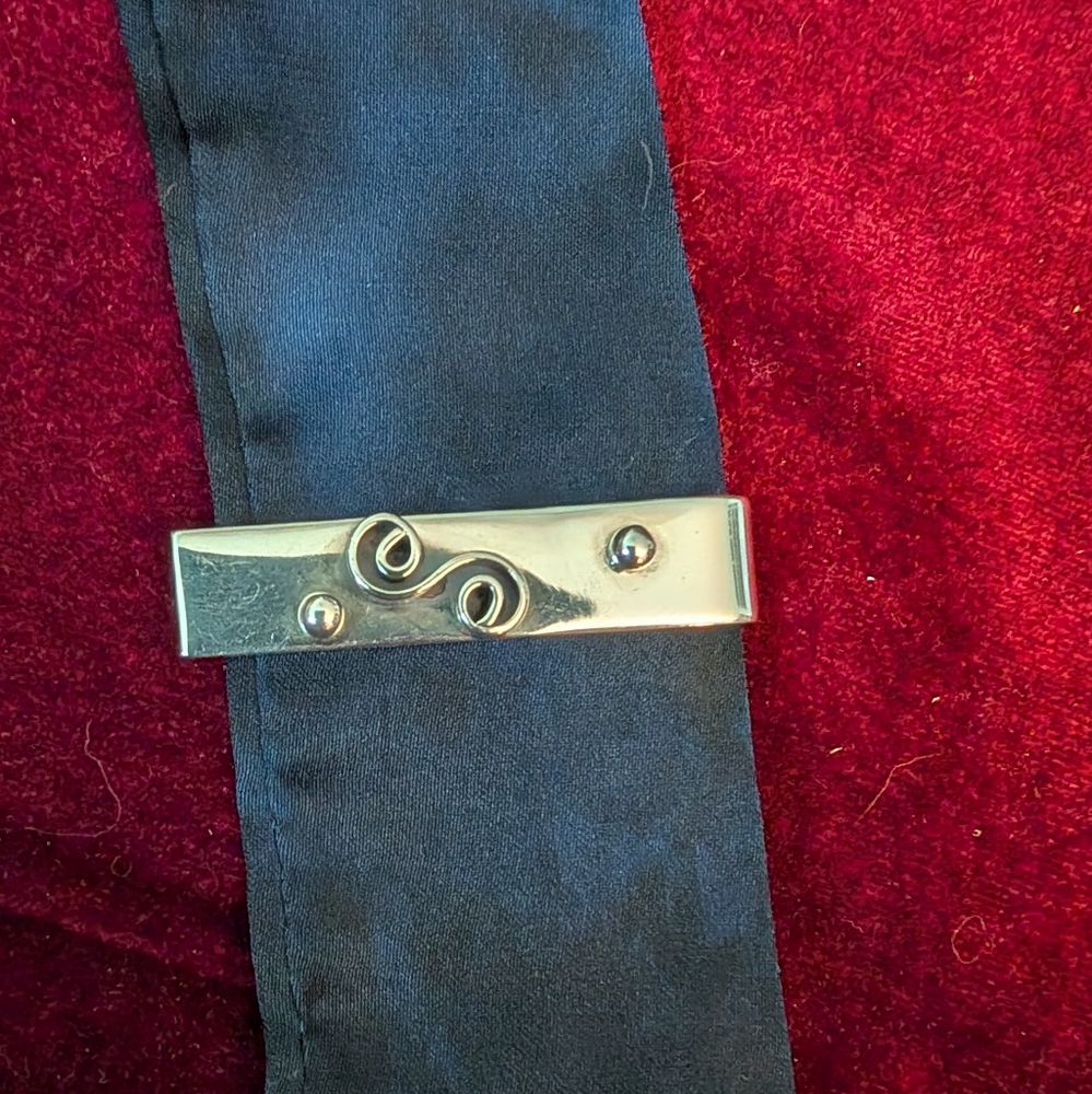 George Jensen Sterling Silver Tie Clip with Detailed Scrolling Design